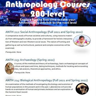Flyer for 200-level anthropology courses