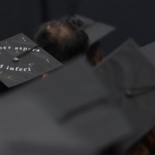 Per aspera Ad inferi on Brooklyn's mortar board.  June 22, 2023.